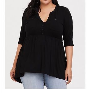 Black Babydoll Button Tunic